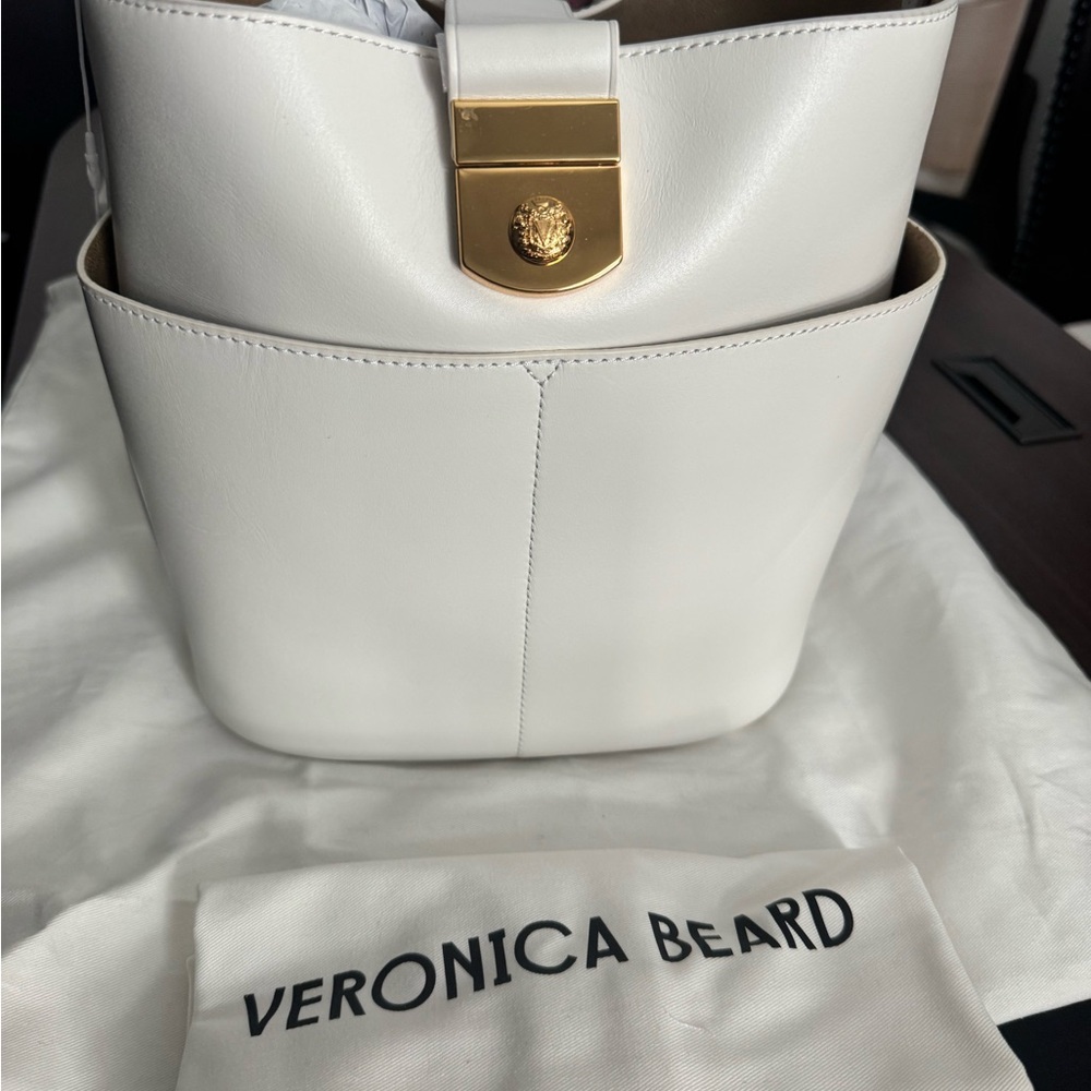 Veronica Beard Cream Leather Shoulder Bag - Picture 7 of 13